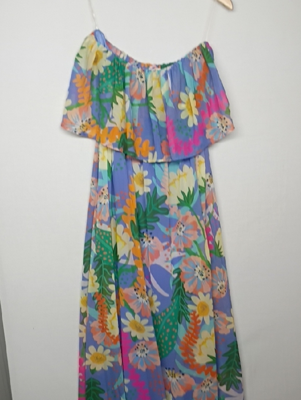 Entro Floral Trim Strapless Dress in Periwinkle - Picture 6 of 10